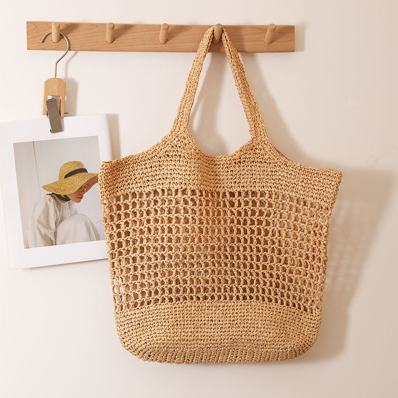Large Capacity Tote Straw Bag Hollow Out Cutout Shoulder Straw Bag Woven Bag Vacation Beach Bag Women Bag Bella Mia